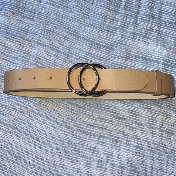 SHEIN Double O-Ring Buckle Faux Leather Belt - Camel - FREE with any purchase - Picture 3 of 10
